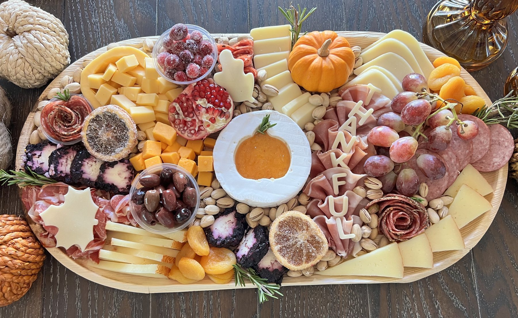 Fall Harvest charcuterie board with seasonal styling